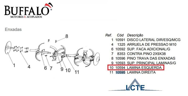 Imagem de 4x Lamina Esquerda Enxad Motocultivador Buffalo BFG890 10594