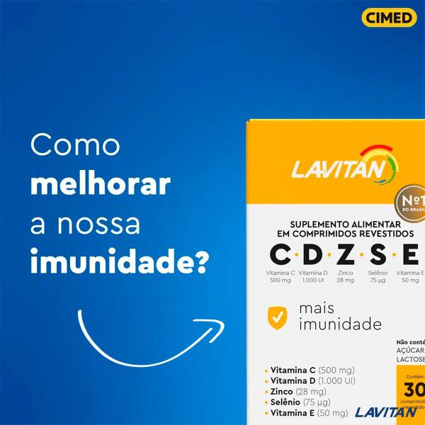 Imagem de 4x Lavitan Rico em Vitaminas C 500mg D 1000ui Z 28mg S 75mcg E 50mg 30cp Cimed