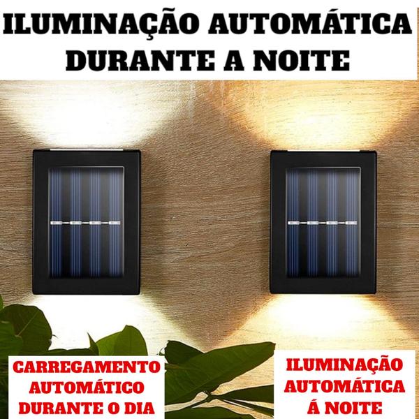 Imagem de 4x Luminárias Arandela De Parede Led Energia Solar Slim 2 Focos Externa À Prova D 'Água Decoração