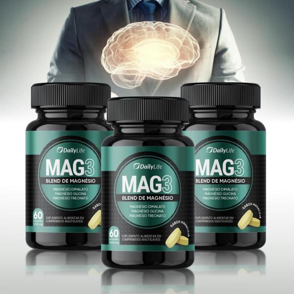 4x Mag3 Blend Magnesio Glicina Treonato Dima lato 60 Capsulas com