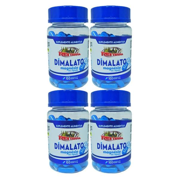 4x Magnésio Malato 100 Cápsulas 500mg - Rei terra Imagem de 4x Magnésio Malato 100 Cápsulas 500mg