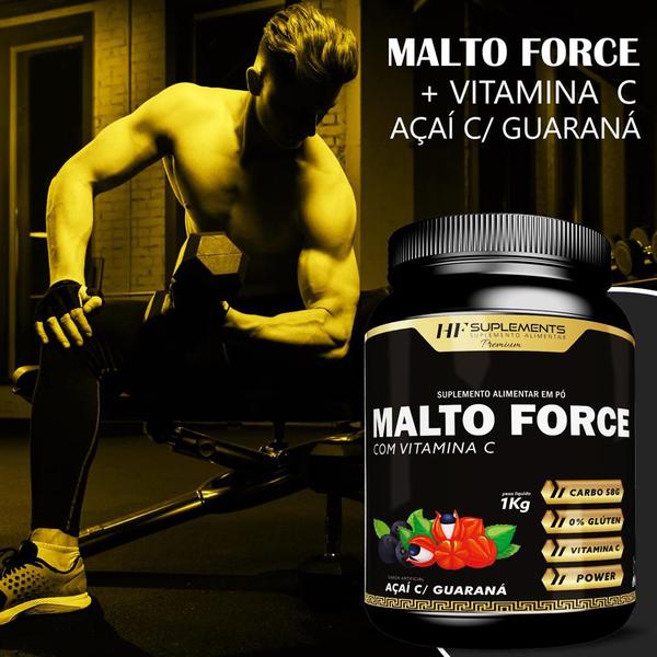 Imagem de 4x MALTO FORCE MALTODEXTRINA C/ VITAMINA C 1KG HF SUPLEMENTS