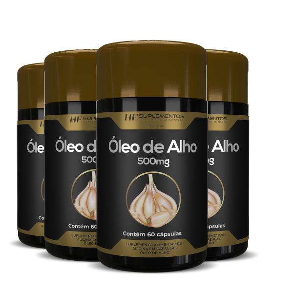 Imagem de 4x oleo de alho premium 500mg 60caps hf suplements