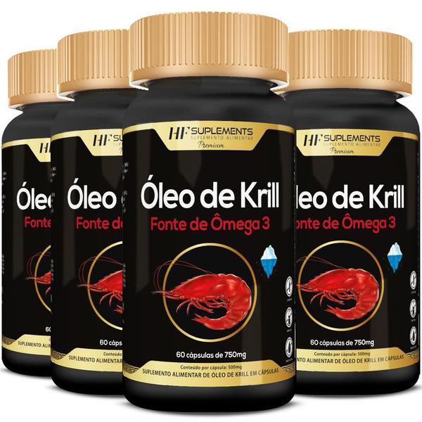 Imagem de 4x óleo de krill 60caps 750mg hf suplements