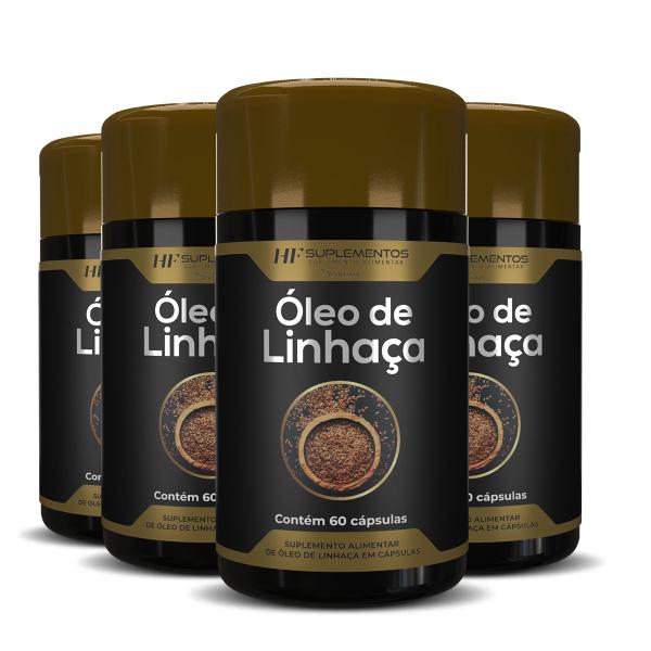 Imagem de 4x óleo de linhaça 1450mg 60caps premium hf suplements