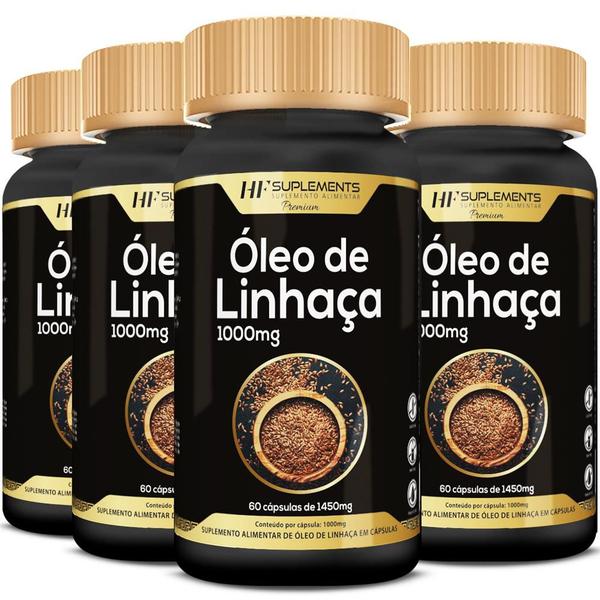 Imagem de 4x óleo de linhaça 1450mg 60caps premium hf suplements