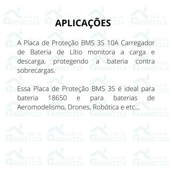 Imagem de 4x Placa de Proteção BMS 3S 10A Carregador Bateria de Lítio