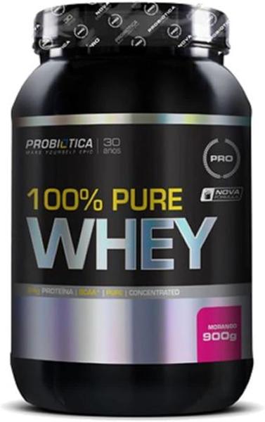 Imagem de 4x Probiótica 100% Pure Whey Nova Fórmula Pote 900G Morango