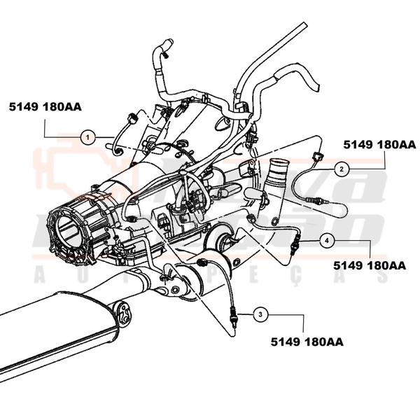 Imagem de 4x Sonda Lambda Pré e Pós Chrysler Jeep Dodge 05149180AA