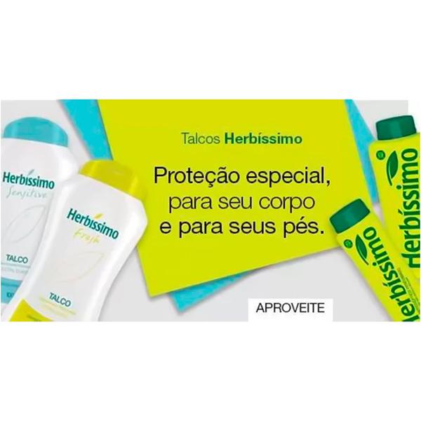 Imagem de 4x talco desodorante herbíssimo sensitive deixa pele limpa protegida macia e suave 100g - uso diário