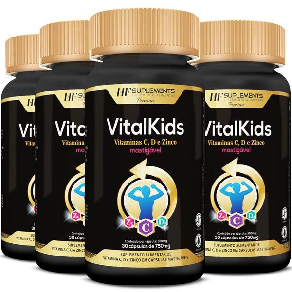 Imagem de 4x vitalkids vitamina c d zinco infantil 30caps mastigavel