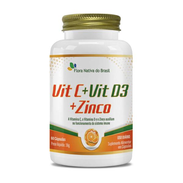 Imagem de 4x Vitamina C + Zinco + Vitamina D3 240 Cápsulas 500mg - Flora nativa do brasil