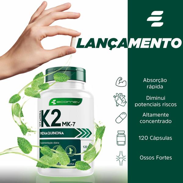 Imagem de 4x Vitamina K2 MK7 Menaquinona 500mg Pura Formula Avançada Importada 480Cáp 8 Meses Ecomev