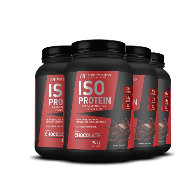 Imagem de 4x whey isolado protein chocolate 900g hf suplementos