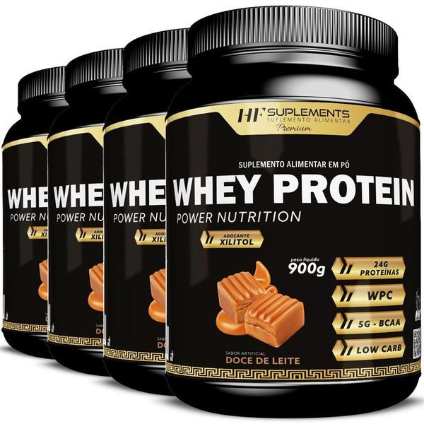 Imagem de 4X Whey Protein Power Nutrition Doce De Leite Hf Suplementos