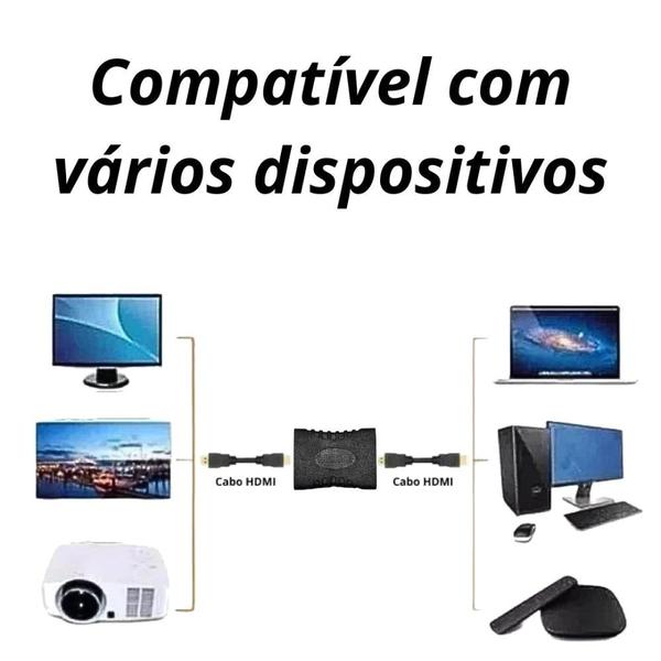 Imagem de 5 Adaptadores Hdmi Femea X Femea Emenda Extensor Conector Cabo  Mb 