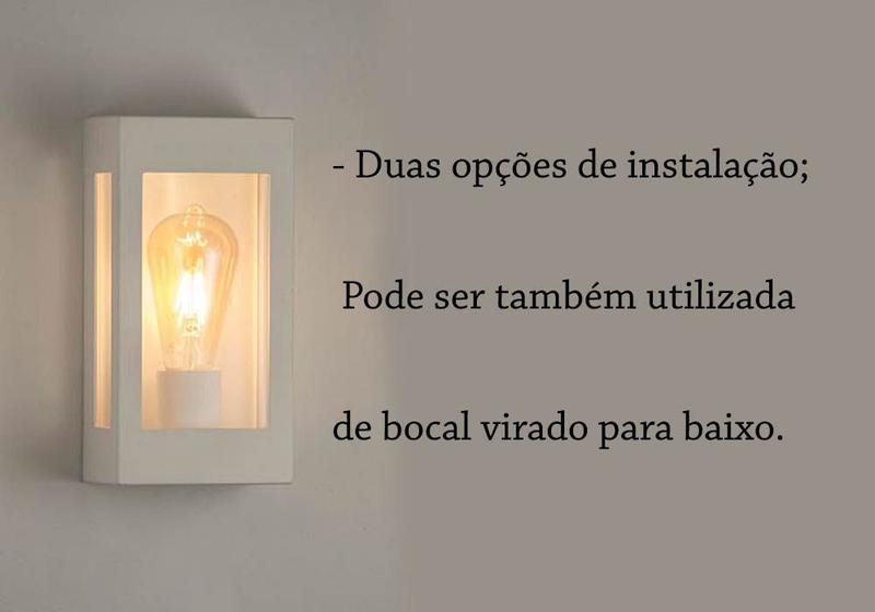 Imagem de 5 Arandela Externa Retangular Branca Para Varanda E27 Zan89 + led 4w