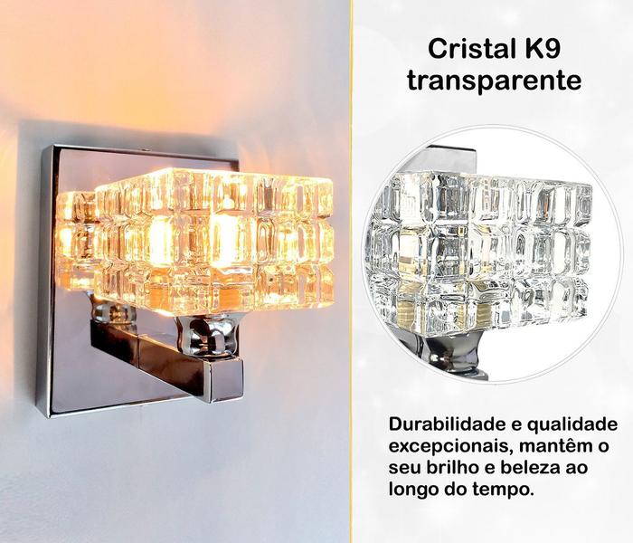 Imagem de 5 Arandela Interna Cristal Prata Base Espelhada Sala Bet38