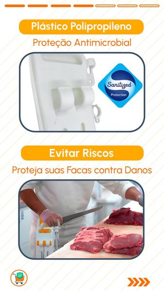 Imagem de 5 Bainhas Frigoríficos Açougue Mundial para Faca Gancho e Chaira Desmontável Plástico Antimicrobial