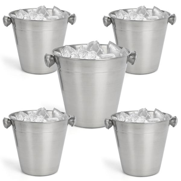 Imagem de 5 Balde De Gelo Em Aço Inox Para Drinks Baldinho De Bebidas 970ml Eventos