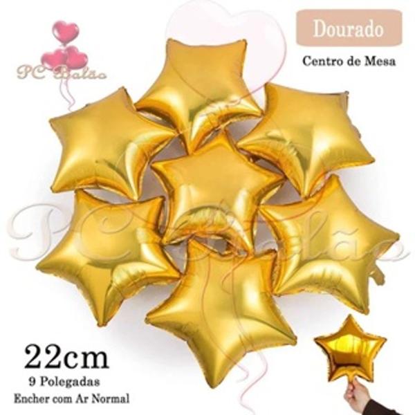 Imagem de 5 Balões Metalizado Estrela 22cm