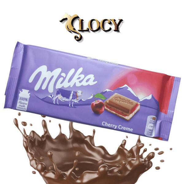 Imagem de 5 barras de chocolate milka com recheio de geleia de cereja