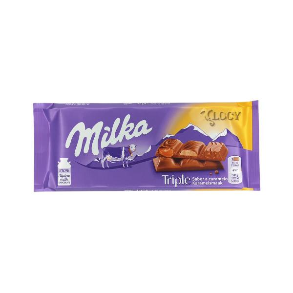 5 barras de chocolate milka de caramelo tripla textura 100g Imagem de 5 barras de chocolate milka de caramelo tripla textura 100g