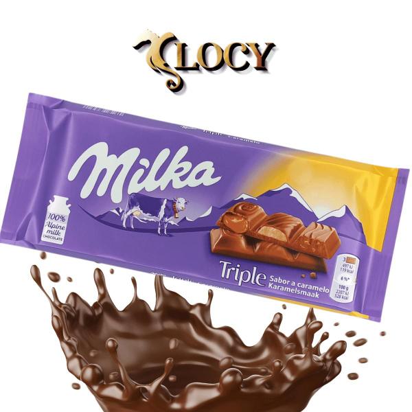 5 barras de chocolate milka de caramelo tripla textura 100g Imagem de 5 barras de chocolate milka de caramelo tripla textura 100g