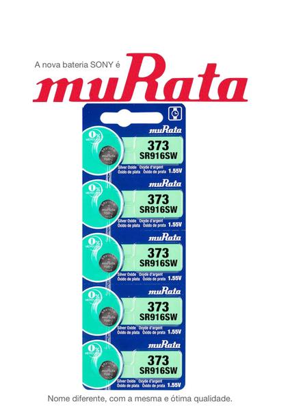 Imagem de 5 Baterias SONY  Murata 373 SR916SW 1.55V Célula de Botão de Relógio de Óxido de Prata