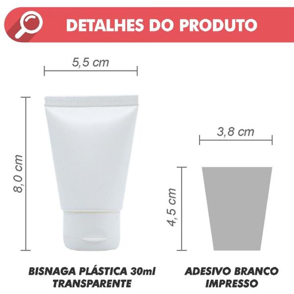 Imagem de 5 Bisnaga plástica 30ml para personalizar cor branca