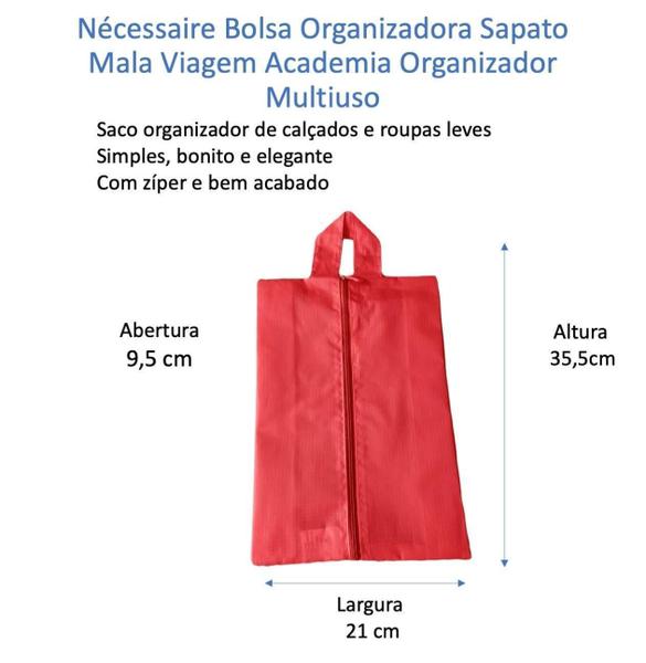 Imagem de 5 Bolsa Porta Sapato Viagem Tenis Roupa Multiuso Vermelho