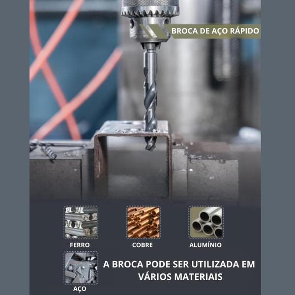 Imagem de 5 Brocas 4,50mm Aço Rápido Hss Fina Para Furadeira Htom