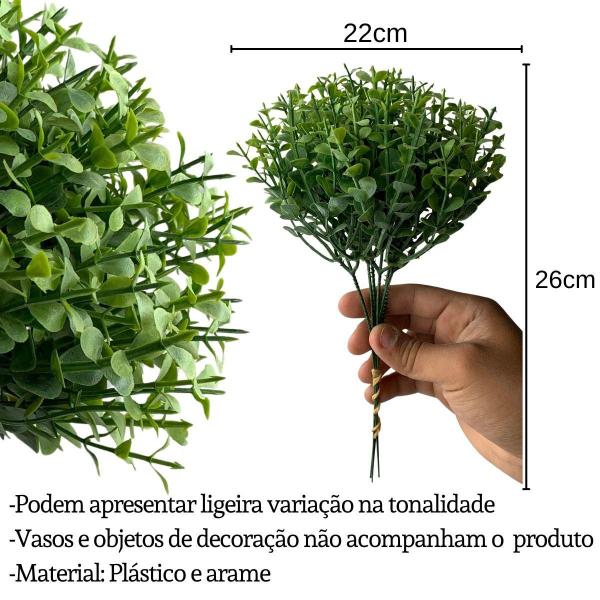 5 buquês de mini eucalipto 6 hastes cada plantas artificiais para decoração de mesas e recepção - DE0324 - Decora Flores Artificiais Imagem de 5 buquês de mini eucalipto 6 hastes cada plantas artificiais para decoração de mesas e recepção - DE0324