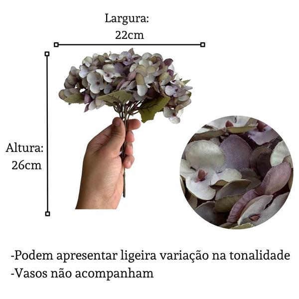 Imagem de 5 buquês flores mini hortênsia artificial decoração p/ casa festa de casamento jardim e escritório - DE1923