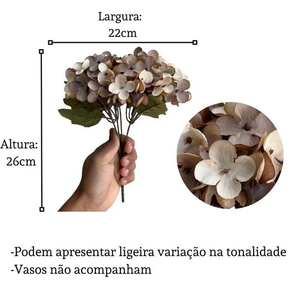 Imagem de 5 buquês flores mini hortênsia artificial decoração p/ casa festa de casamento jardim e escritório - DE1923