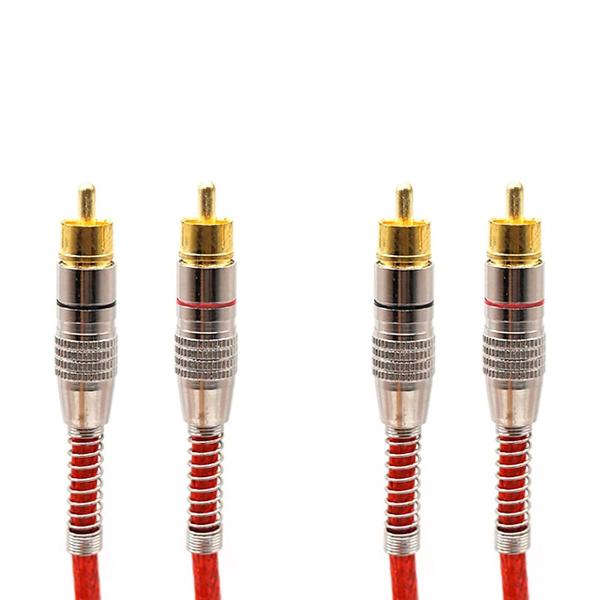 Imagem de 5 Cabos RCA Prime Plug Metal 5MM Transparente Vermelho 5M Cobre