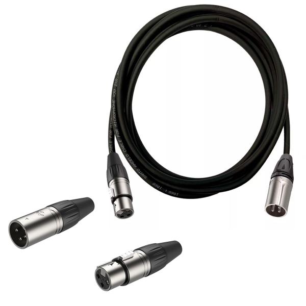 Imagem de 5 Cabos XLR Balanceados Santo Angelo Macho / Femea Para Microfone 3 Metros