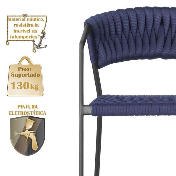 5 Cadeiras Atenas Tricô Náutico e Alumínio com Proteção UV para Varanda, Cozinha, Área, Jardim - Pintura Preto - Trama Original Imagem de 5 Cadeiras Atenas Tricô Náutico e Alumínio com Proteção UV para Varanda, Cozinha, Área, Jardim - Pintura Preto
