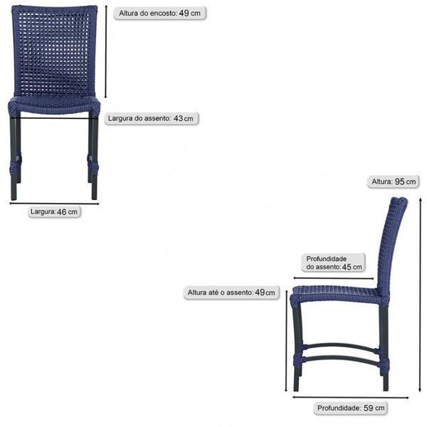 Imagem de 5 Cadeiras Corda Náutica Cannes em Alumínio com Pintura Eletrostática para Cozinha Jantar Edícula