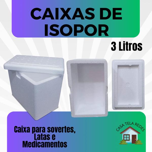 Imagem de 5 Caixas de Isopor EPS 3 litros para latas, sorvetes e medicamentos