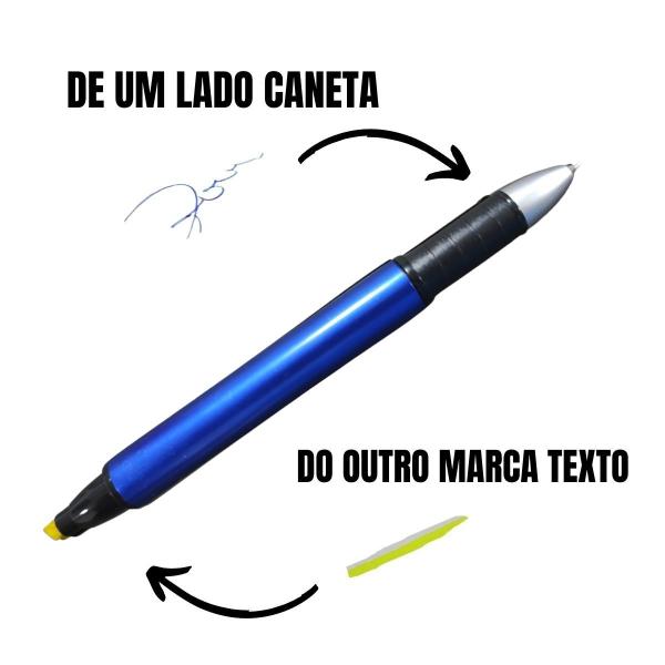 Imagem de 5 Canetas Azul Dupla Marca Texto E Esferografica M3000