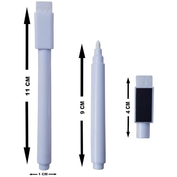 Imagem de 5 Canetas Giz Líquido Branca Quadro Preto Com Apagador E Imã