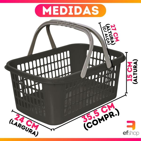 5 Cesta Cestinha Plástica Supermercado Mercado Reforçado 9 L - Usual Utilidades Imagem de 5 Cesta Cestinha Plástica Supermercado Mercado Reforçado 9 L