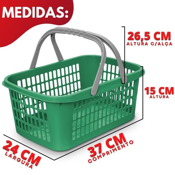 Imagem de 5 Cesta Cestinha Plástica Supermercado Mercado Reforçado 9 L