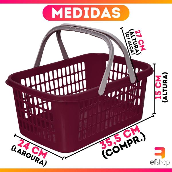 Imagem de 5 Cesta Cestinha Plástica Supermercado Mercado Reforçado 9 L