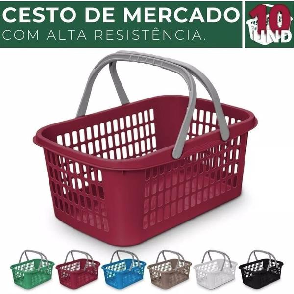 Imagem de 5 Cesta Cestinha Plástica Supermercado Mercado Reforçado 9 L