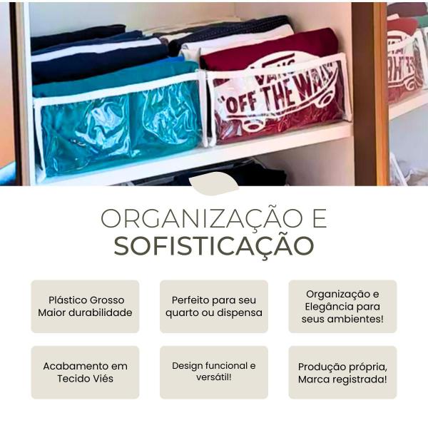 Imagem de 5 Colmeia Organizadora M 40x25x10 Para Camiseta, Blusinhas, Blusa, Plástico Cristal Transparente Grosso e mais Resistente.