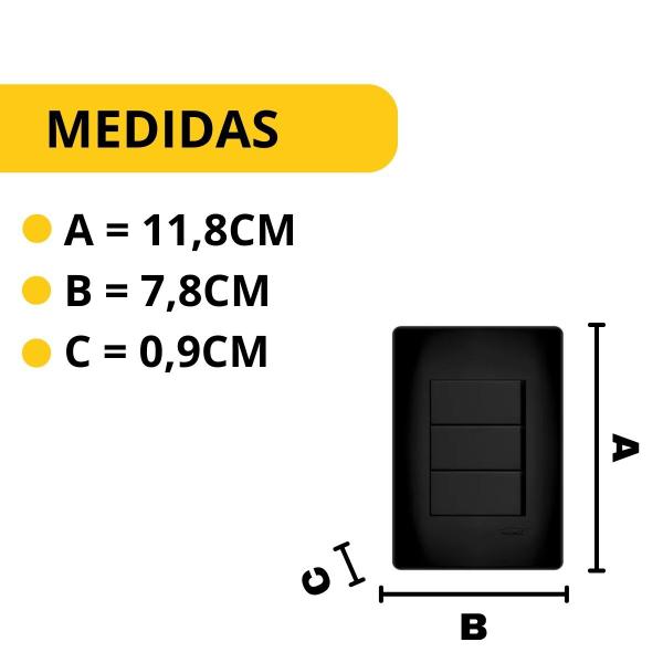 Imagem de 5 Conjunto 3 Tomadas Tripolar 3p 10a Preto Fosco Black Fame