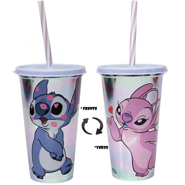 Imagem de 5 Copos Do Stitch 500 Ml Com Canudo Tampa Refri Suco Barato