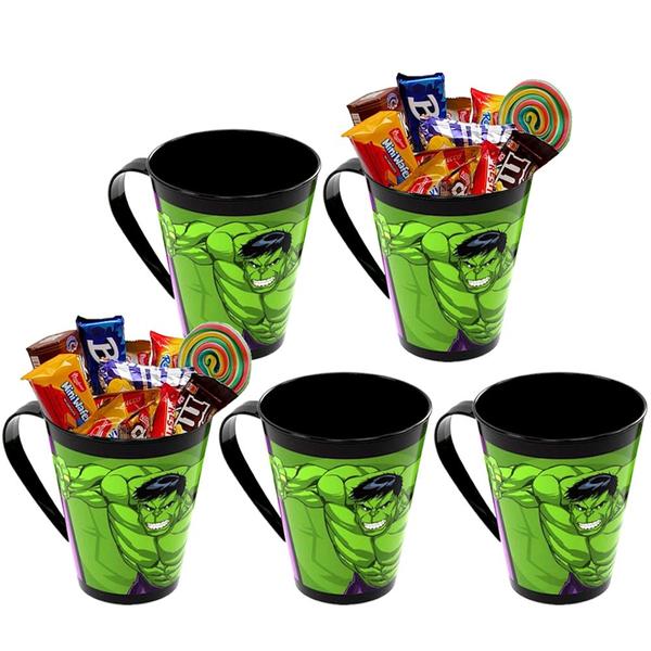 Imagem de 5 Copos Hulk Estampado para Festa Doces Sacolinha Surpresa de Aniversário